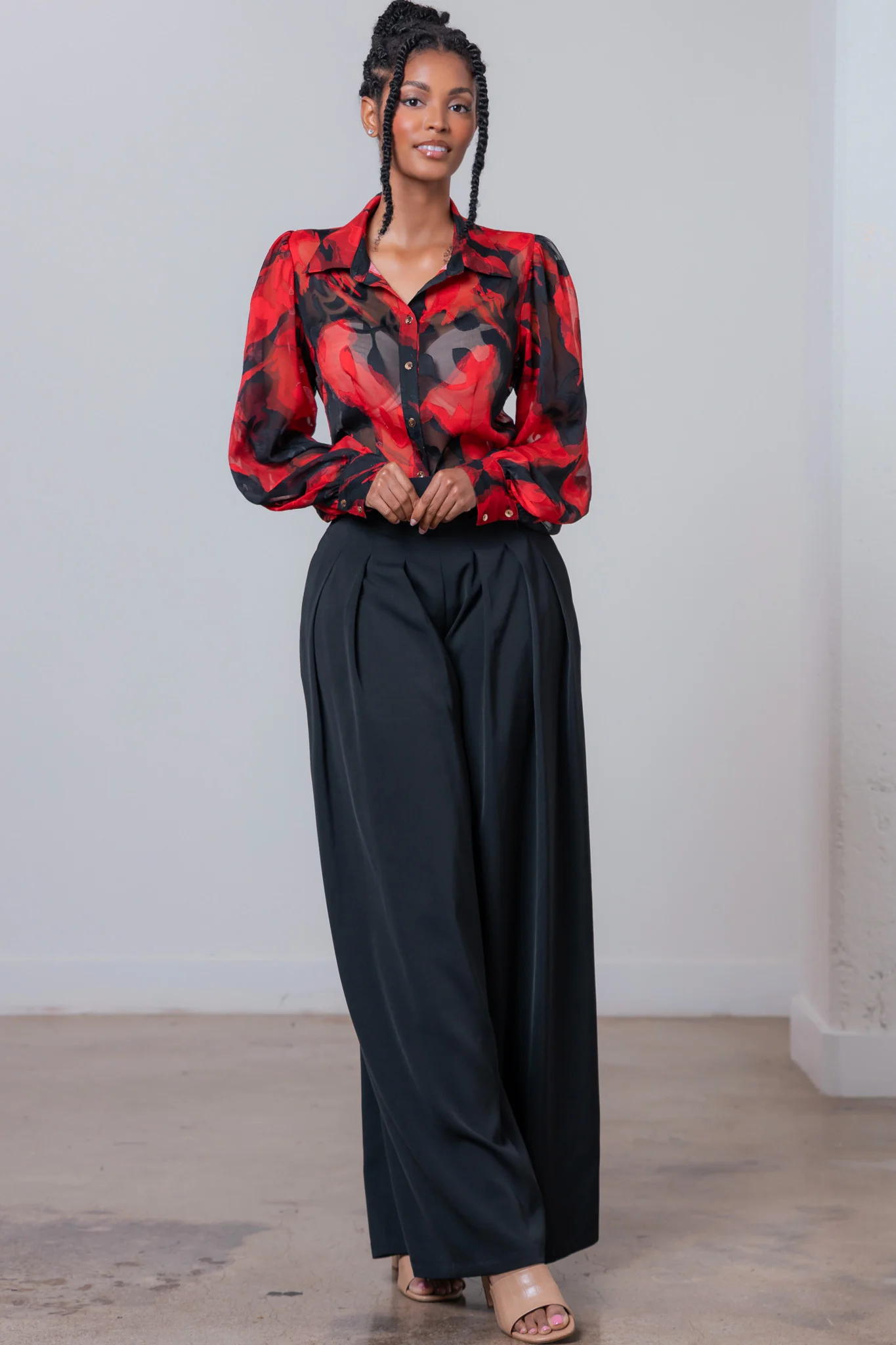 Conjunto 2 piezas Blusa & Pantalón wid leg bicolor