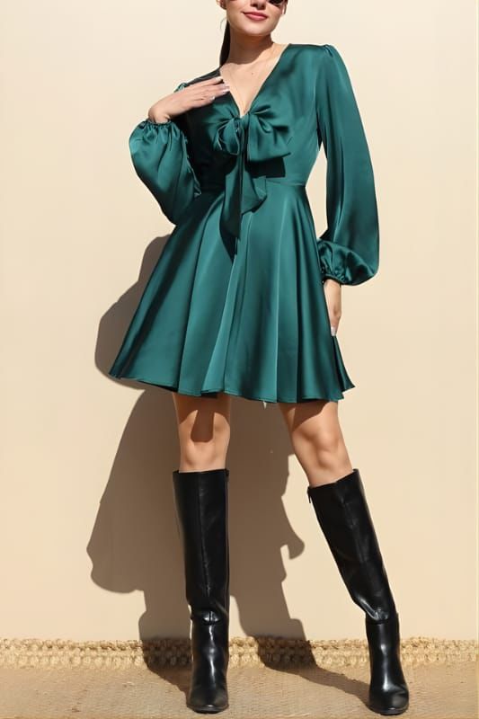 VESTIDO PUFF SLEEVE SEDA
