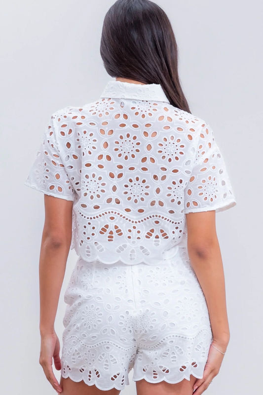 Blusa de Conjunto broderie anglaise*