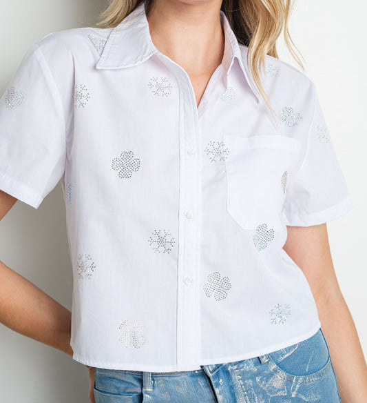 Crop top white Glam Camisa
