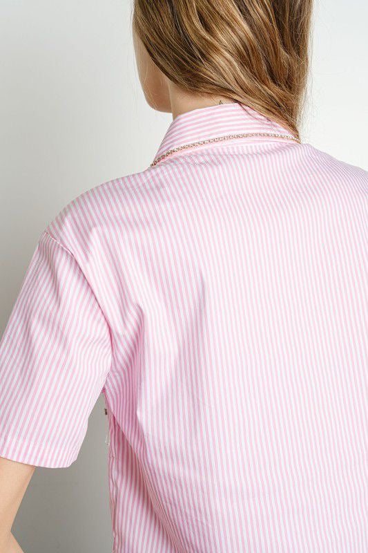 Crop top strip pink Glam Camisa