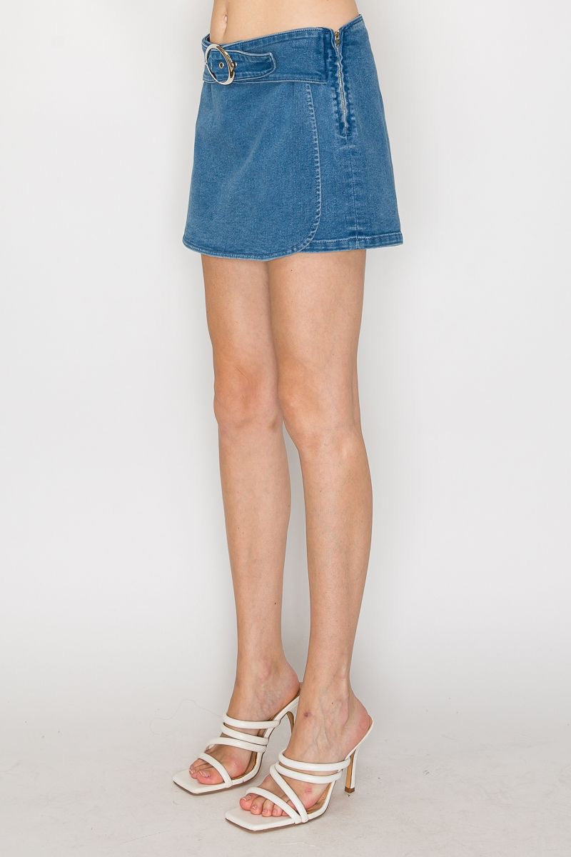 Skort Denim Velvet Buckle✨