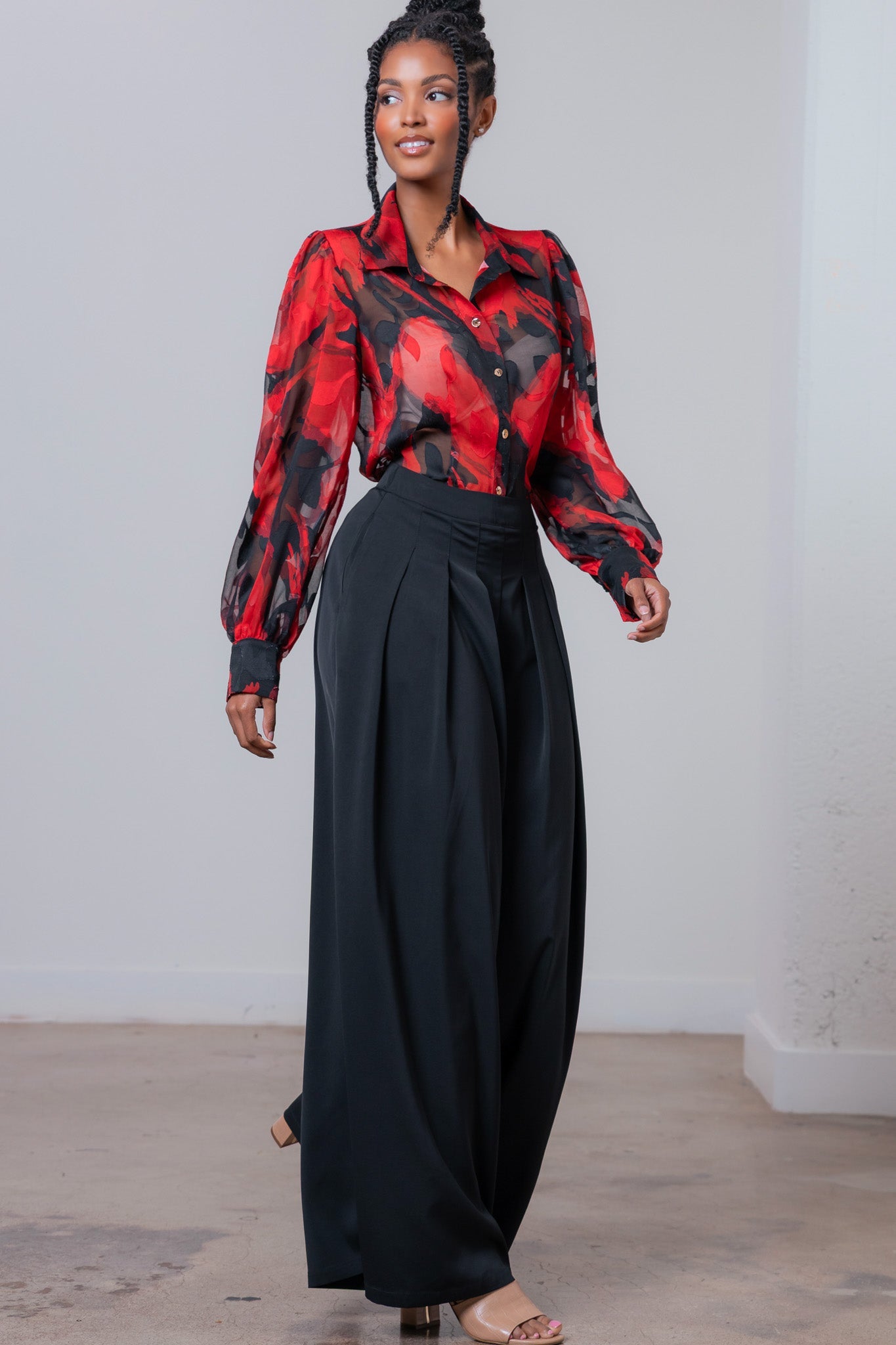 Conjunto 2 piezas Blusa & Pantalón wid leg bicolor