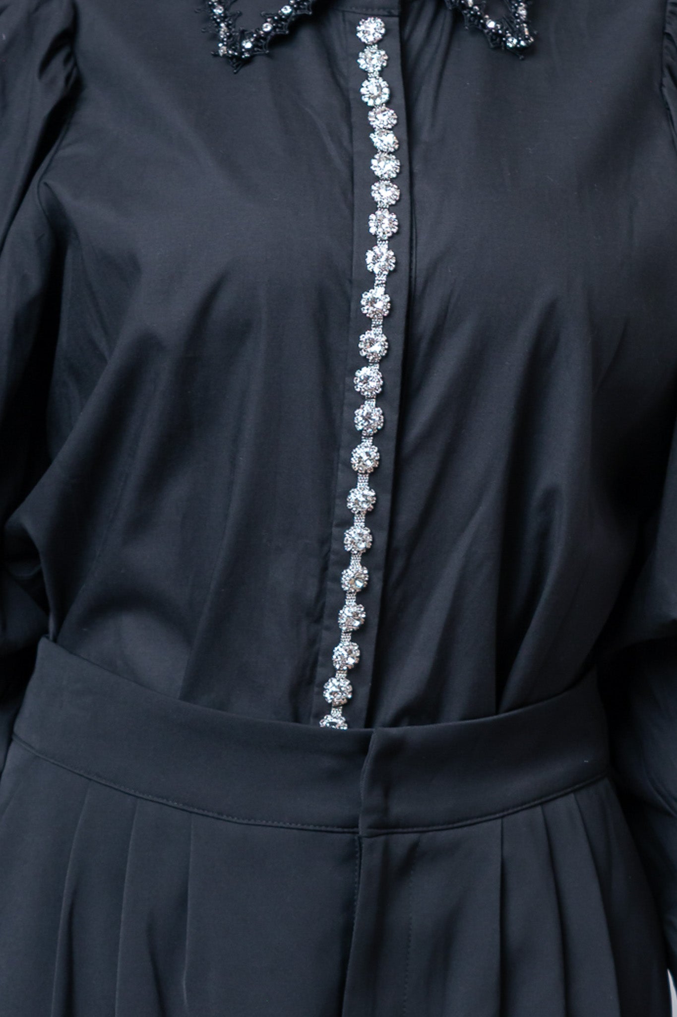 Conjunto 2 piezas Blusa elegante & pantalón wid leg negro